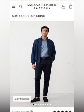 Banana republic slim core temp chino